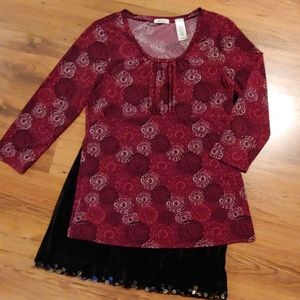 Liz&Co. Burgundy Knit Top Size Medium